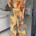 New Women's Sexy Ultra Short Top Set Summer Fashion Printed Corset Waist Long Pants Slim Elegant Female Casual Pants 2 Piece Set