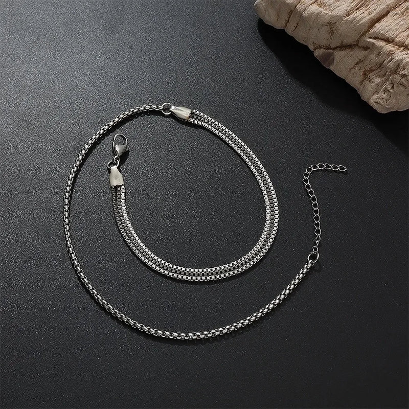 4pcs Men's Chain Bracelets,Stainless Steel Adjustable Box Chain Wristband,Stylish European Male Jewelry Gifts