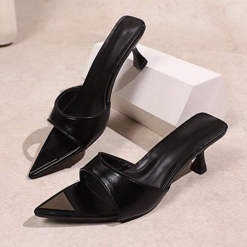Women's Sandals 2025 Summer Trend Leopard Print Mid-Heel Slippers Party Designer Brand High Heels Comfortable Beach Slingbacks