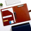 1Pc Texture PU Leather Multi-Functional Folder A4 Clip Pen Holder Card Slots - Business Office Meeting Organizer for Bank/Sales