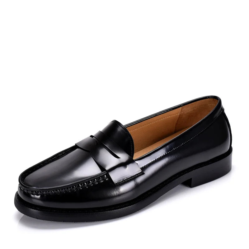 Black high-quality cowhide men's loafers tassel casual walking  driving all genuine leather men's shoes
