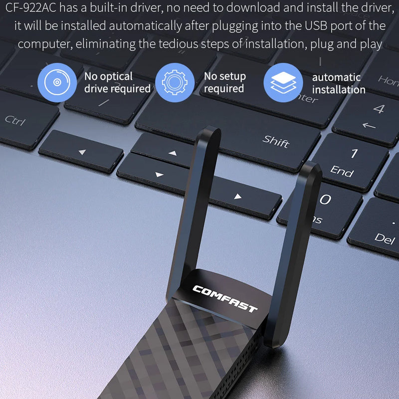 COMFAST 2.4G&5G WiFi Adapter USB3.0 Free Drive Dongle AC1300 Wireless Network Card for Win XP/7/8/10/11 - Visuel 5 | SAMAG