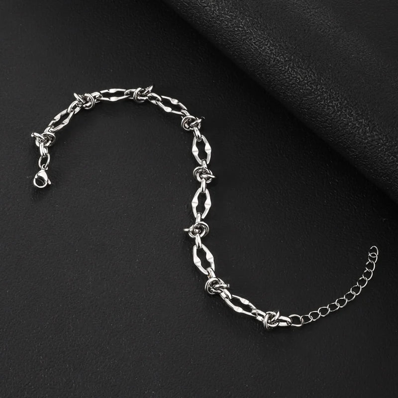 Stainless Steel Water Proof Bracelet for Men Women Irregular Chain Link with Knot Adjustable Extension Chain Trendy Jewelry