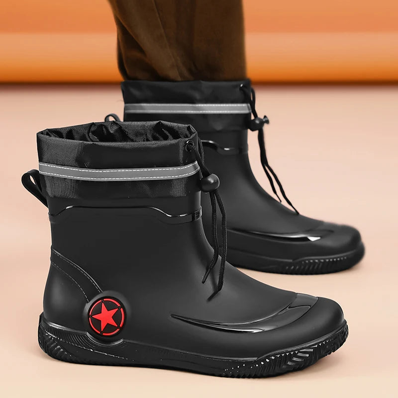 Men's Rain Boots 2026 New Summer Kitchen Work Delivery Rider Slip-Resistant Waterproof Fishing Large Size Water Shoes