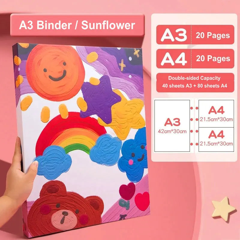 Portfolio Binder Folder A3 A4 A5 Document Organizer Art Drawing Paper Folder 4-Ring Binder PVC Pocket File Folder For Documents