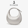 FOXER Brand PU Leather Women's Shoulder Bag Fashion Female Underarm Hobo Bag Crescent Half-moon Bag Travel Small Crossbody Bag