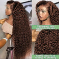 250% Density Chocolate Brown Jerry Curly 13x4 Lace Frontal Wigs Human Hair HD Lace Front Wig Human Hair  Deep Curly Wave Wig For Women