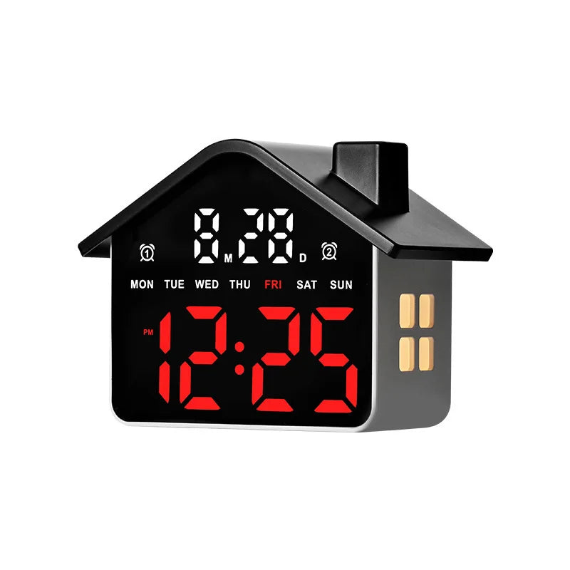 LED Digital Alarm Clock House Voice Control Date Week Brightness Adjustment Electronic Table Clock with Night Light 12/24H