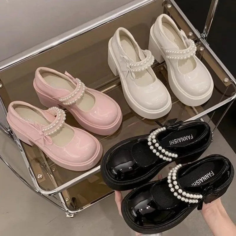 Bows Thick-soled High-heeled Women's Shoes - 2026 Spring/summer New Style - Short-legged Single Shoes