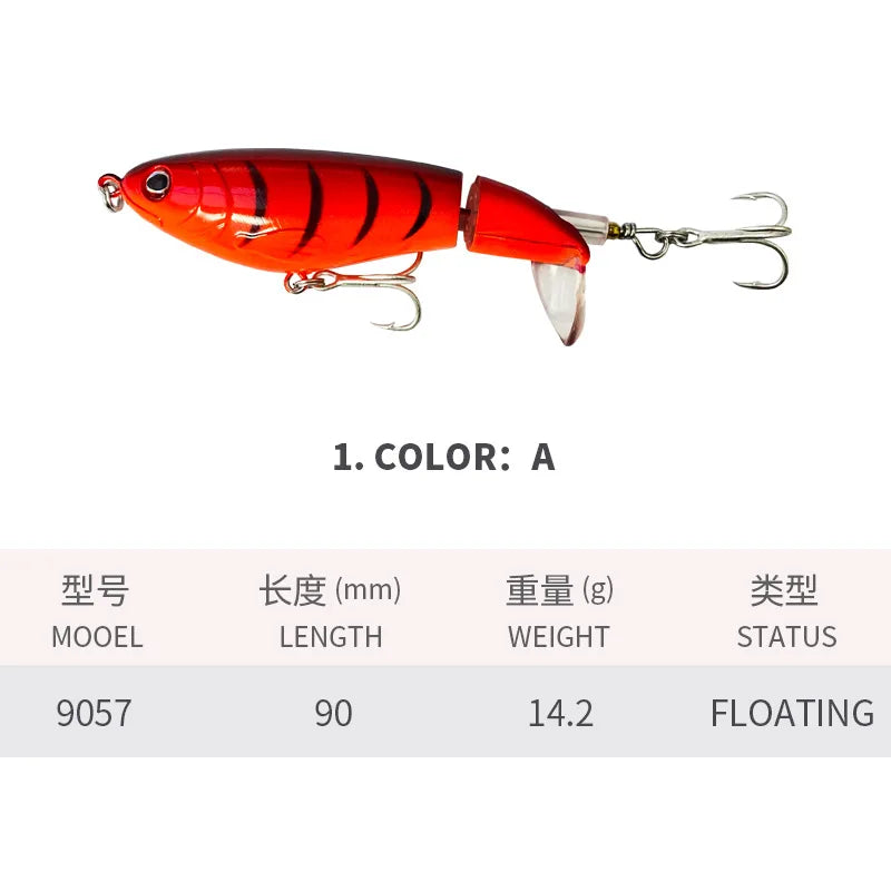 90mm 14g Rotating Tail Fishing Lures Flexible Whopper | SAMAG