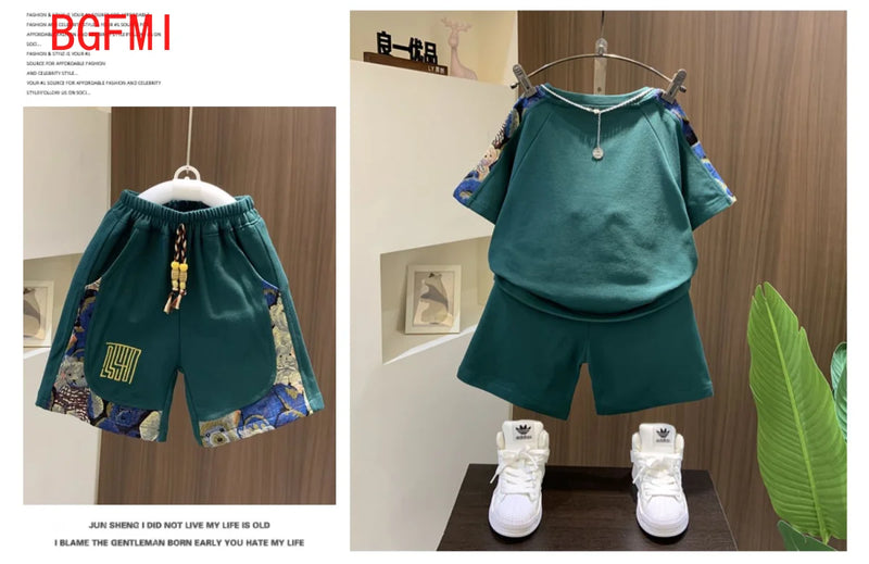 Korean Clothes for Children Boys T-shirt Shorts 2-piece | SAMAG