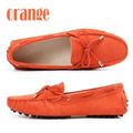 Cow leather womens shoes suede flats bow tie moccasins big size casual shoes size34-44