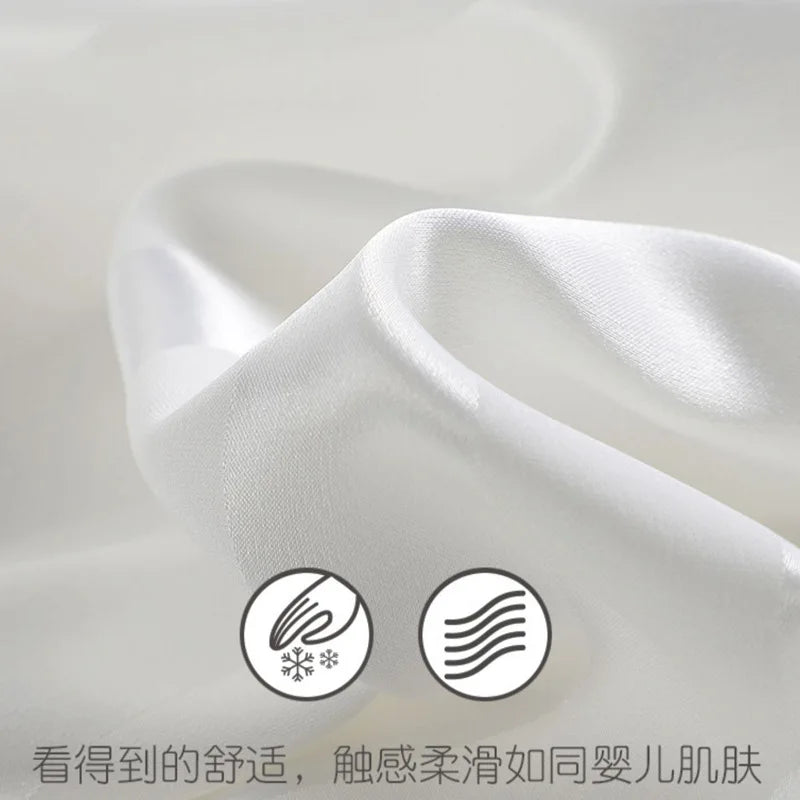 White Striped Men Pajamas Suit Short Sleeved Long Pants Thin Ice Silk Sleepwear Summer Satin Silk Home Clothing Set Pyjamas Male