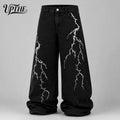 UP.THE Men Solid Black Baggy Wide Leg Jeans, Y2K | SAMAG