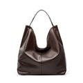 BURMINSA Luxury Genuine Leather Handbags Large Slouchy Hobo Shoulder Bags For Women Cowhide Shopping Tote Business Work Purses