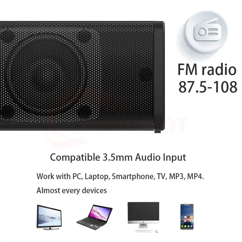 Wireless Bluetooth TV Sound Bar 2 Speaker System Home Theater Subwoofer Soundbar Portable Loud Rechargeable 2 IN1 Speaker