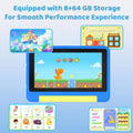 7 Inch Kids Tablet Android 13 8(2+6)GB RAM 64GB ROM Parental Control Dual Camera with Shockproof Case 2500mAh Kids Software