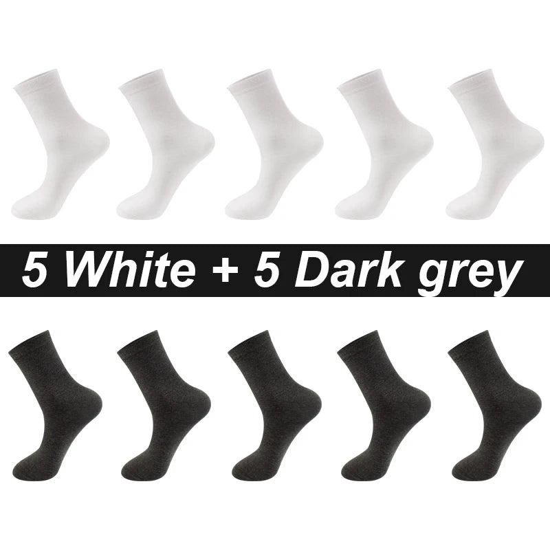 10Pairs/Lot Men Combed Cotton Socks Black Casual Business | SAMAG