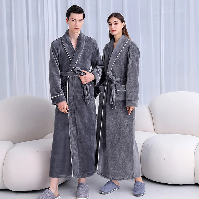 Warm Coral Fleece Kimono Bathrobe Gown Winter Thickened | SAMAG