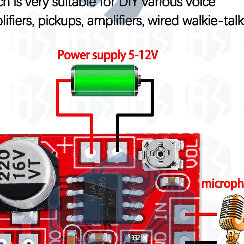 1~3PCS DC 5V-12V Micro Electret Amplifier MIC Condenser Mini Microphone Amplifier Board