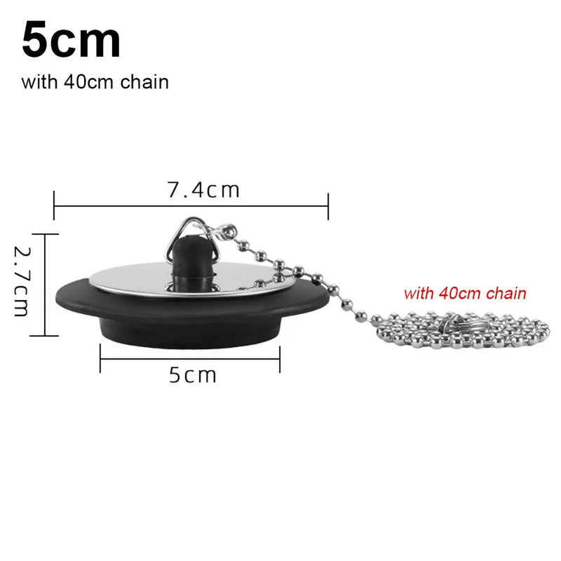1Pcs Durable Rubber Tub Stopper With Chain Universal Bath Tub Drain 4/4.3/5cm With Hanging Ring Bathtub Plug Bathtub Accessories