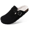Evshine Winter Fur Clogs Slippers For Women Men Cork Footbed Plush Lined Mules Fuzzy Suede Potato Shoes Warm Furry House Clogs