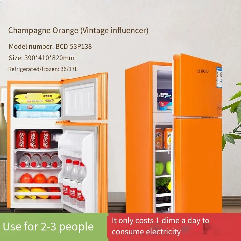 53L Home Bottom Freezer Refrigerator Mini Double Door Two-door Refrigerator and Freezer