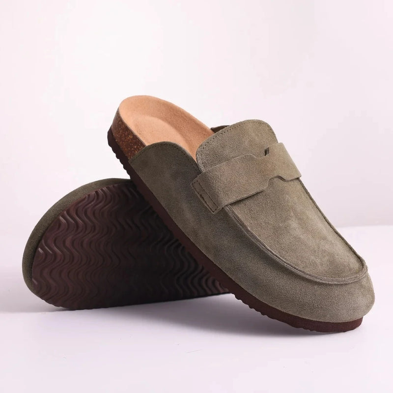 Crestar Cork Suede Mules Slippers For Women Fashion Men Clogs Shoes Classic Cork Antislip Outdoor Slippers With Arch Support