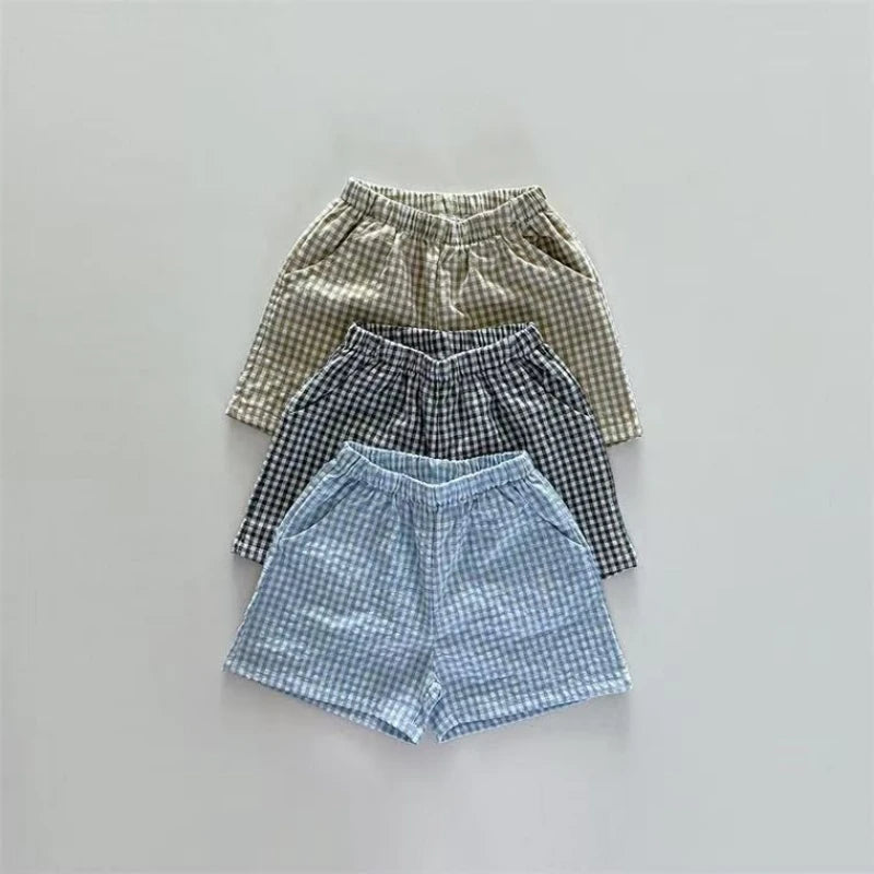TZ2624 Summer Plaid Stand Collar Jacket And Shorts Set - View 3 | SAMAG