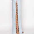 Sexy Hole Rhinestone Denim Pants Women Fashion Baggy - View 4 | SAMAG