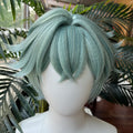 [Styled Wig] Lohen Cosplay Wig Game Genshin Impact  Men Short 35cm Green Hair Knights Of Favonius Cosplay Halloween Wig