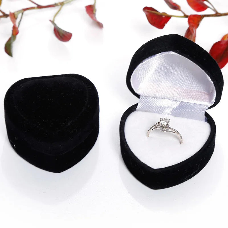 Heart Shaped Velvet Jewelry Box Earring Ring Box Wedding Ring Box Jewelry Display Holder Organizer Storage Gift Packaging Case