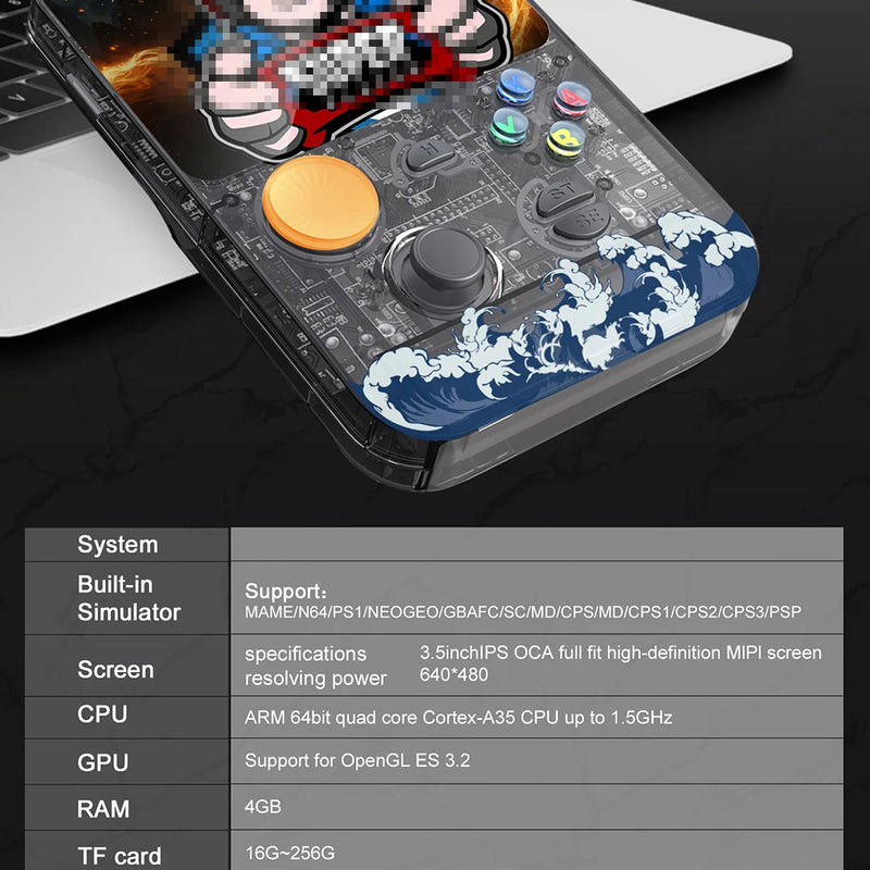 Latest Handheld Gaming Console with 3.5-inch IPS HD Screen&3D Smooth Joystick,Large Memory&Support TF Memory Card R36S Plus