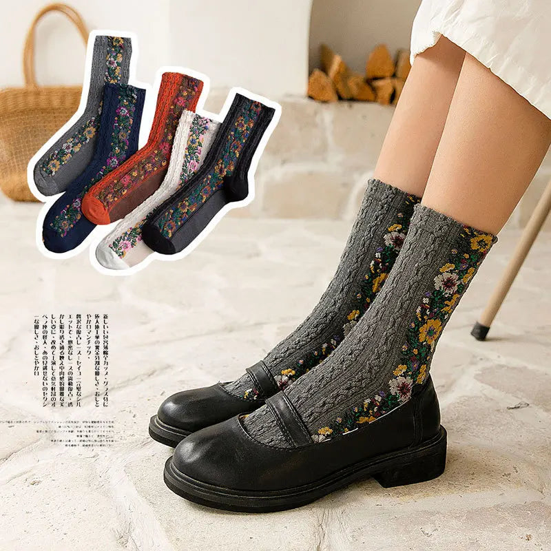 5 Pairs Tide Graffiti Socks Mid Tube Elegant Cartoon | SAMAG
