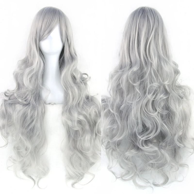 Soowee Curly Long Synthetic Hair Green Wig Hairpiece Pink Black Party Hair Cosplay Wigs for Women