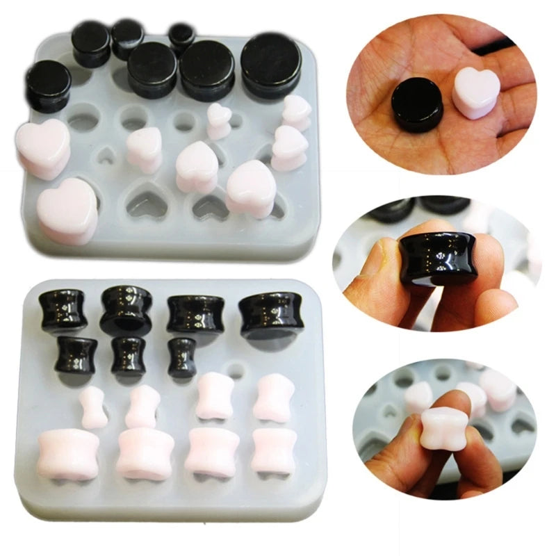 DIY Round Heart Shaped Ear Expander Silicone Molds Stretching Tool Epoxy Resin Casting Mould for Women Men - Visuel 2 | SAMAG