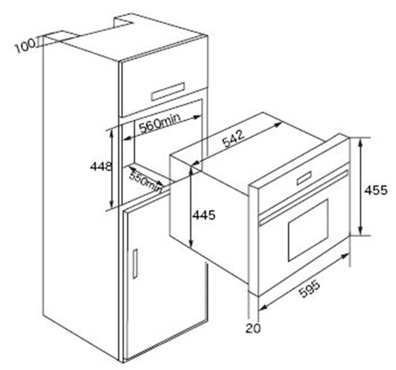 45cm High Built in Compact Microwave Oven with Grill
