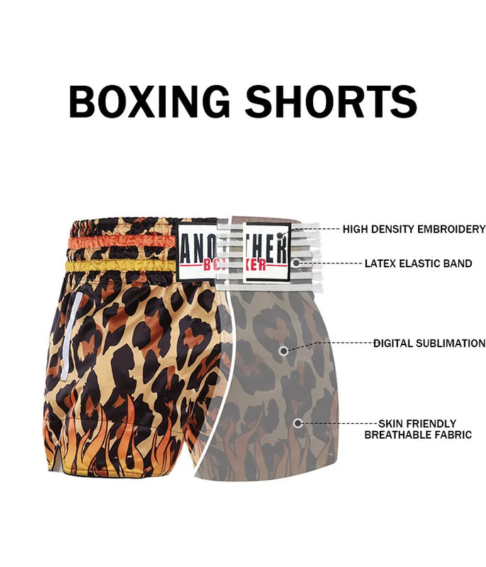 TopFight 2026 Large XXXL Leopard Pattern Boxing Shorts High Waist Muay Thai Pants for Men Women
