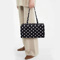 Slouchy Tote Bags Polka Dot Nylon Bowler Bag For Women Hobo Bags Large Shoulder Bag For Travel Work College Nylon Bowler Bag For Women Slouchy Lightweight Crescent Bag With Zipper Travel Tote Bag For Women Sandproof Swim Pool