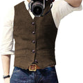 V Neck Men's Suits Vest Casual Classic Formal Business Herringbone Tweed Slim Fit Waistcoat For Wedding Groomsmen
