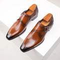 Classic Retro Dress Men Monk Leather Shoes with Pointed Toe Buckle Business Shoes Office Wedding Comfortable Men Oxfords Shoes