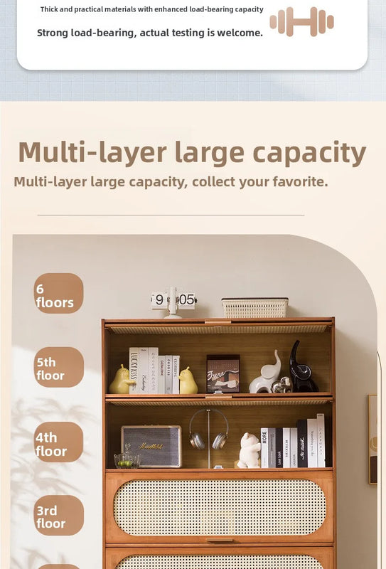 Bookshelf Shelf Floor-to-ceiling bookcase Living room against the wall Multi-layer storage cabinet Locker Simple bedroom
