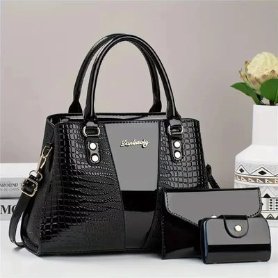 PU Crocodile Embossed Women'S Bag Set, Lightweight | SAMAG
