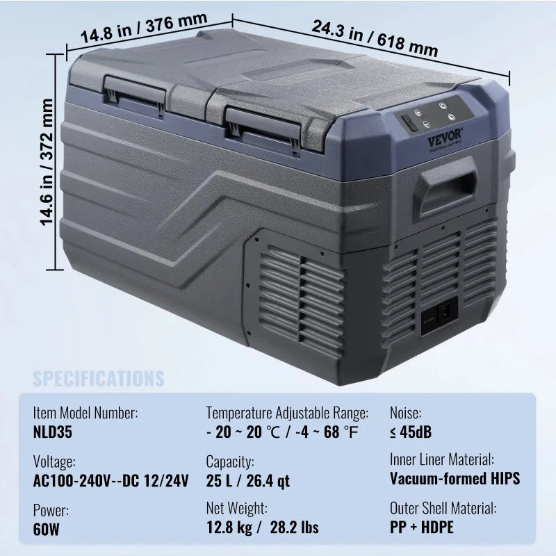 【Premium】Succebuy Car Refrigerator Dual Zone Port le Freezer Car Refrigerator Fridge Adjust le Range 12/24V DC and A Compressor