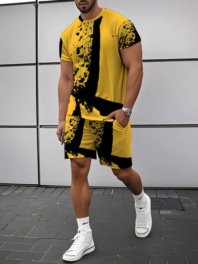 Summer Clothes for Man Plus Size Men's Matching Sets Short Sleeve T - shirts Drawstring Tracksuit 2 Piece for | SAMAG