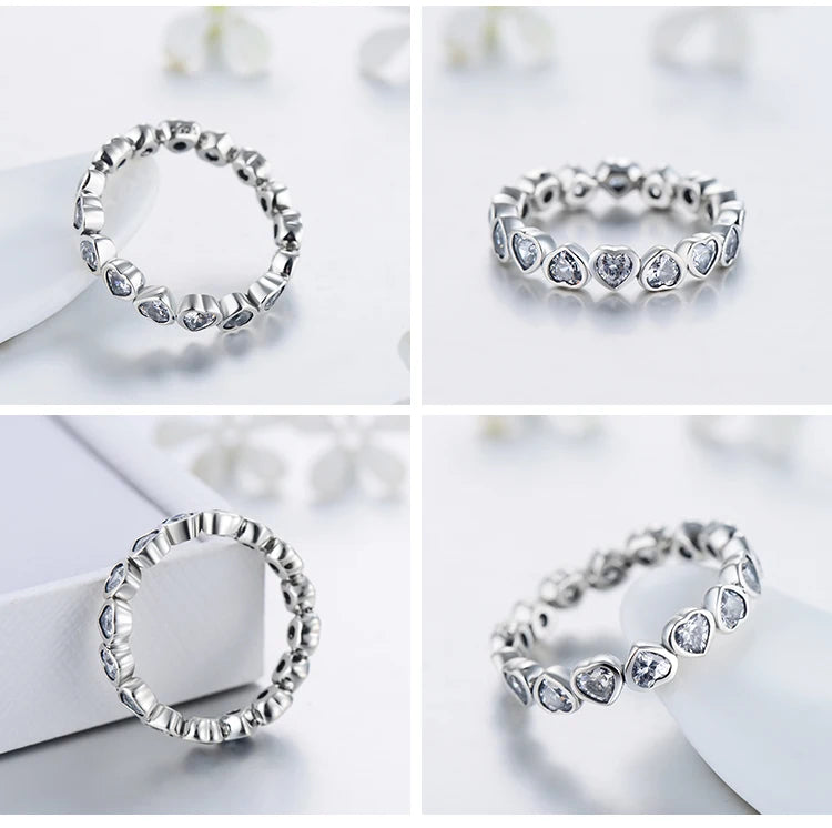 Modian Fashion Classic Cubic Zirconia Jewelry Real 925 sterling silver Love Hearts Ring Eternity Simulated Ring Bands Jewelry