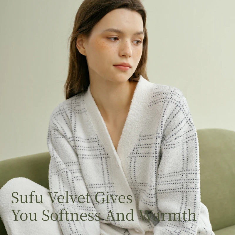 SUJIIN Women 2 Piece Outfits Pajamas Set Autumn Winter Casual Sleepwear Woman Striped Cardigan Tops Trousers Loungewear SH006