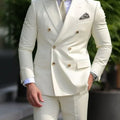 High Quality Brown Men Suits 2024 Double Breasted Bespoke Wedding Suit Peaked Lapel Formal Blazer Slim Fit 2 Piece Jacket Pants