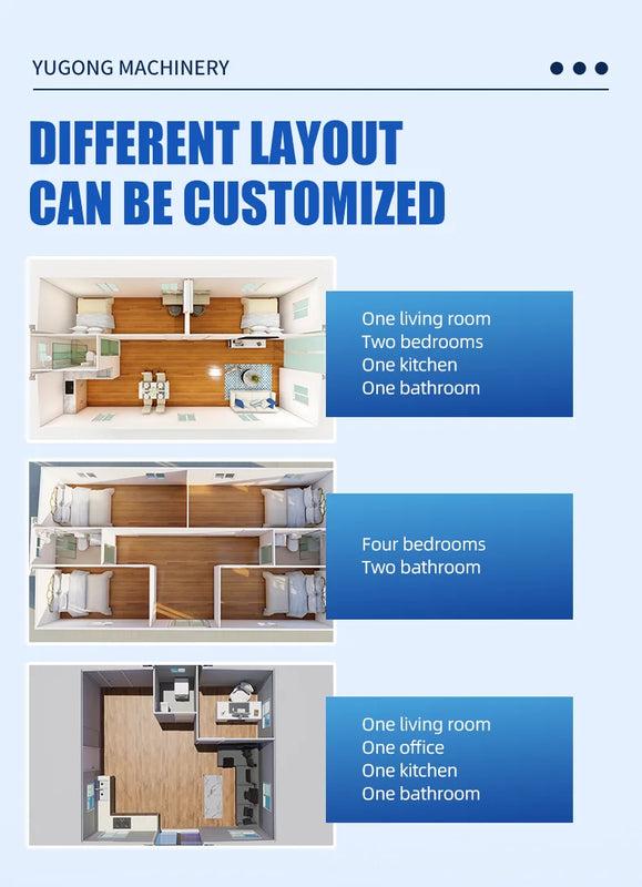 20FT/40 Portable Folding Steel Container House Prefabricated Tiny Home with 2/3 Bedroom Modular Expandable Housing customizable