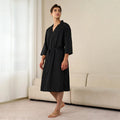 Men's and Women's Universal Waffle Seven-Sleeve Lightweight Long Bathrobe for Hotels, Soft and Breathable, Couple's Homewear